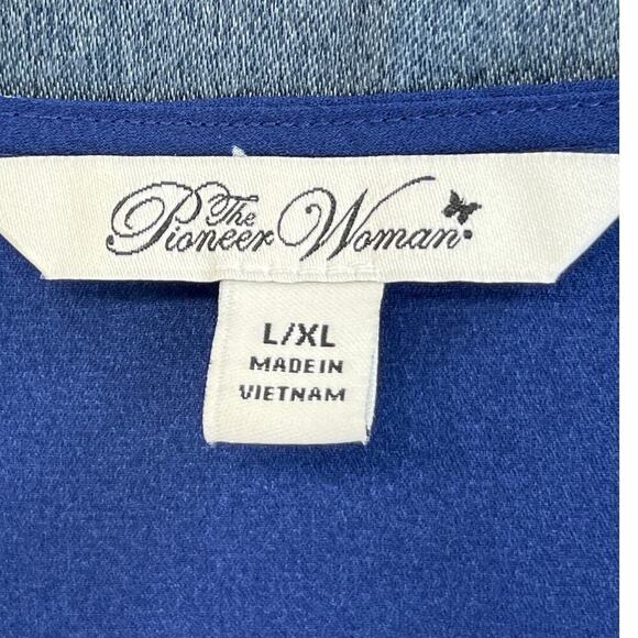 The Pioneer Woman L/XL  Blue Floral Open Cardigan/ Kimono Boho/Prairie - Picture 3 of 8